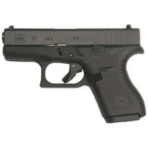 Glock 43 Sub-Compact Pistol 9mm 3.41" Barrel 6 Round Black Steel Slide Polymer w/Aggressive Texture Grip Fixed Sights - Buy A Gun