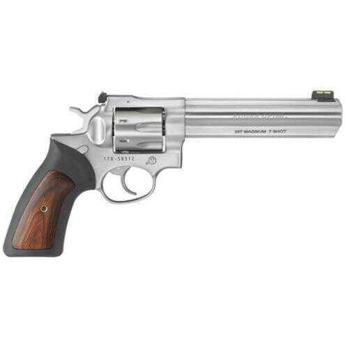 Ruger GP100 Revolver 357 Mag 6" Barrel Adjustable Sights Stainless Steel Finish Rubber With Hardwood Inserts 7 Shot Model 1773 - Buy A Gun