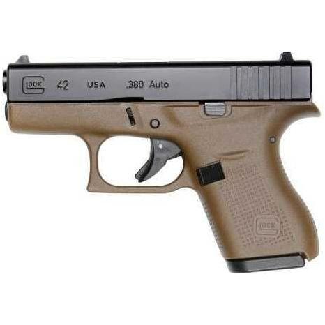 Glock Semi-Auto Pistol G42 Flat Dark Earth 380 ACP 6+1 Rounds 3.25" Barrel Fixed Sights With Two Mags - Buy A Gun