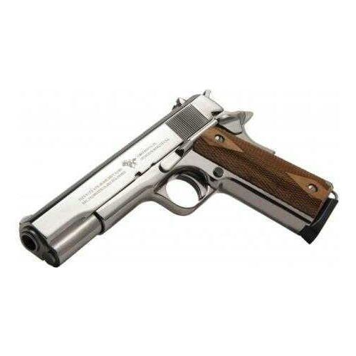 Cimarron 1911 Semi Automatic Pistol 45 ACP 5" Barrel 8 Round Nickel Finish Checkered Walnut Grip - Buy A Gun