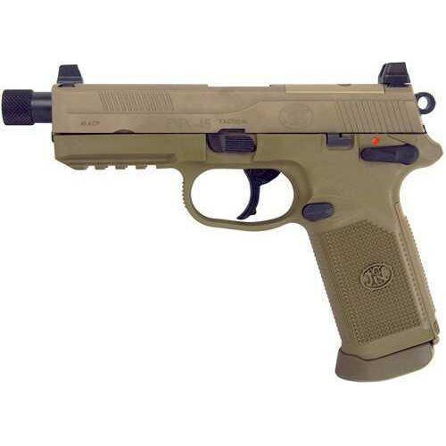 FNH USA FN FNX-45 Tactical Double/Single Actions 5.3" Barrel 3-10 Round Mags 45 ACP Raised Dot Night Sights Flat DarK Earth Slide Semi Automatic Pistol Md: 66 - Buy A Gun