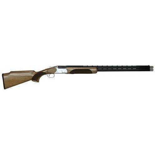 CZ Redhead Premier Target 12 Gauge Shotgun with 30-inch barrels, gloss black chrome finish, and silver satin receiver. Ideal for competitive shooting and hunting.