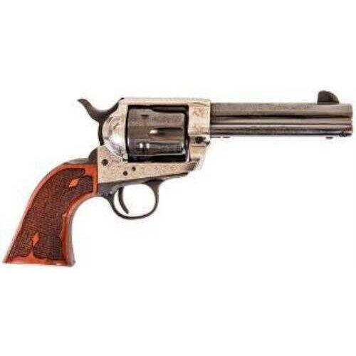 Cimarron Frontier Revolver 4 3/4" Barrel 45 Colt Old Silver Frame Pre-War Laser Engraved Checkered Grip - Buy A Gun