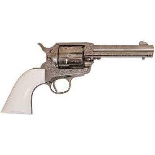 Cimarron Frontier 45 Colt 4.75" Barrel 6 Rounds Nickel Laser Engraved Poly Ivory Grip Revolver - Buy A Gun