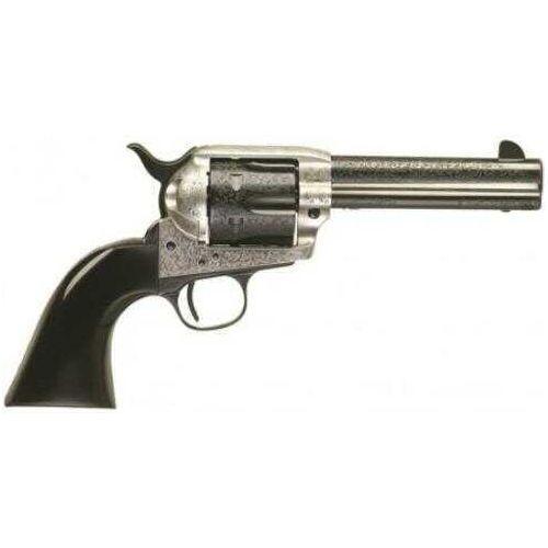 Taylor Uberti 1873 Cattleman Photo Engraved Revolver 45 Colt 4.75" Barrel With White/Blue Laser Coin Finish and Walnut Grips - Buy A Gun