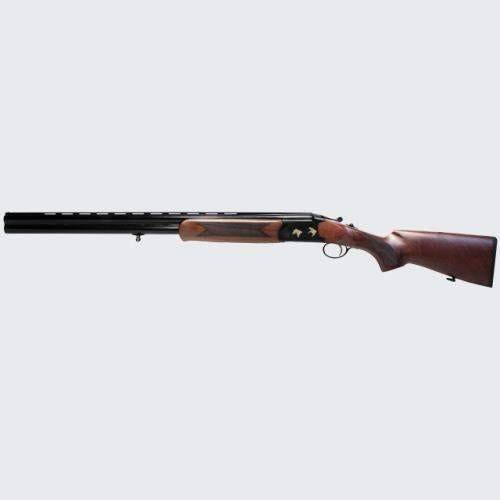 Iver Johnson 600 O/U Break Action Shotgun 20 Gauge with 28-inch barrel, 3-inch chamber, engraved black chrome receiver, and walnut stock finish.