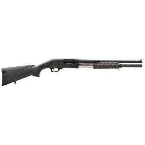 Rock Island Armory Meriva 12 Gauge Pump Shotgun with 18.5-inch barrel, 3-inch chamber, and 5-round capacity. Features a black synthetic stock for durability.