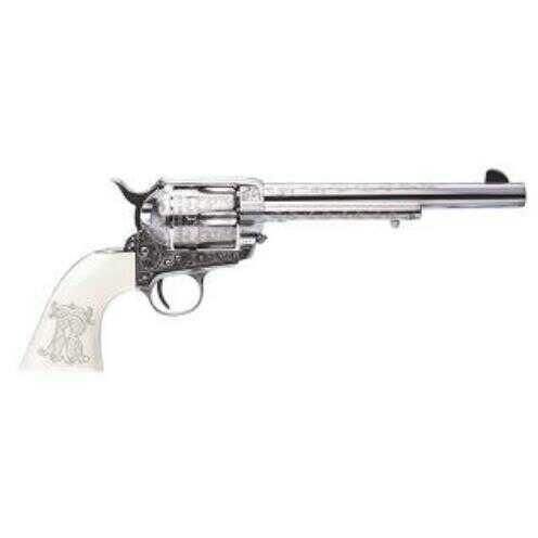 Cimarron Teddy Roosevelt Laser Engraved Frontier Revolver 45 Colt Nickel 7.5