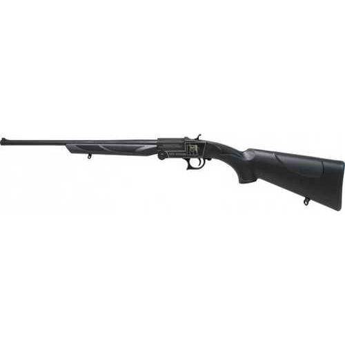 Iver Johnson .410 Shotgun with 3-inch chamber, 18.5-inch barrel, and black synthetic stock. Features a single-shot design with a durable MC-3 black finish.