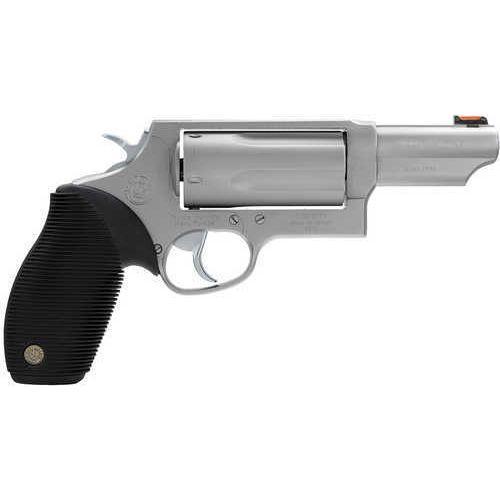 Taurus Judge Magnum Revolver 45 Colt / 410 Gauge 5 Round 3" Barrel Fiber Optic Front Sight Matte Stainless Steel Finish Black Ribber Grip - Buy A Gun