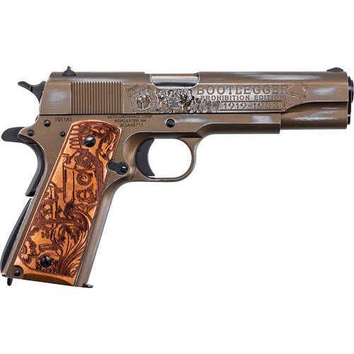 Auto Ordanance 1911 Bootlegger Semi-Auto Pistol 45ACP 5" Barrel (1)-7Rd Mag Fixed Sights Wood Grips Parkerized Distressed Brunt Bronze Cerakote Finish - Buy A Gun