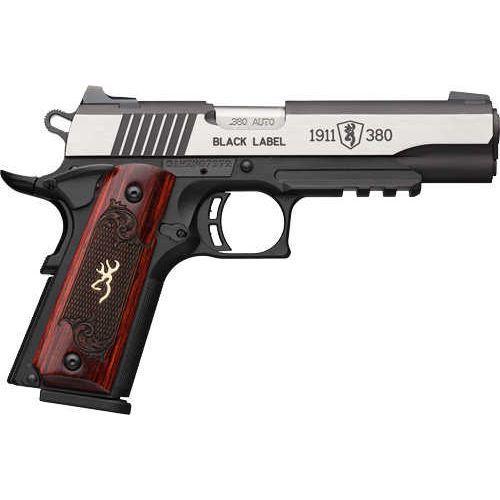 Browning Black Label Med Pro 1911 Compact Semi-Auto Pistol .380ACP 3.58" Barrel (2)-8Rd Mags Front Sight Night Dot Rear Black/Stainless Finish - Buy A Gun