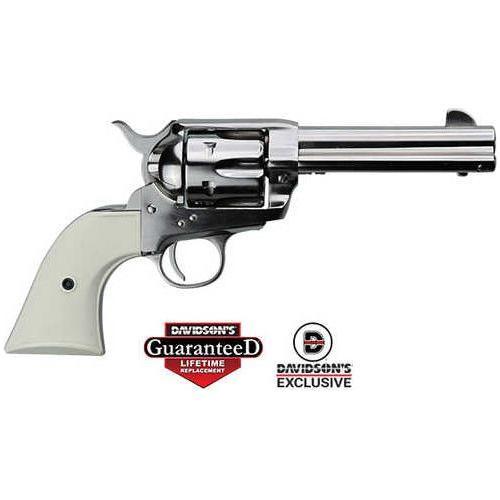 Pietta 1873 Gunfighter Single Action Revolver .45 Colt 4.75" Barrel 6Rd Capacity Notch At Rear, Bladed Front Sights White Checkered Polymer 2 Piece Grips Nickel Finish - Buy A Gun