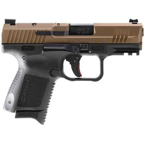 Canik TP9 Elite SC Striker Fired Semi-Auto Pistol 9mm Luger 3.6" Barrel (1)-12Rd, (1)-15Rd Mag Green Fiber Front/U-Notch Rear Fixed Sights Bronze Cerakote Slide Black Finish - Buy A Gun