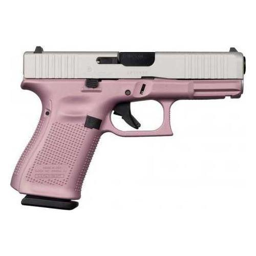 Glock 19 Gen5 Striker Fired Semi-Auto Pistol 9mm Luger 4.02" Carbon Steel Barrel (1)-15Rd Magazine White Dot Front Outline Rear Sights Pink Champagne Cerakote Finish - Buy A Gun