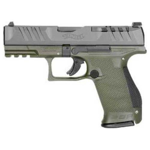 Walther Arms PDP Compact Semi-Auto Pistol 9mm Luger 4" Barrel (2)-15Rd Magazines Dark Grey Steel Slide Green Polymer Finish - Buy A Gun