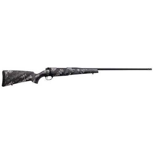 Weatherby Mark V Backcountry TI 2.0 Bolt Action Rifle 280 Ackly 24" Threaded Barrel 4Rd Capacity No Sights Grey/White Carbon Fiber Camoflage Stock Graphite Black Cerakote Finish