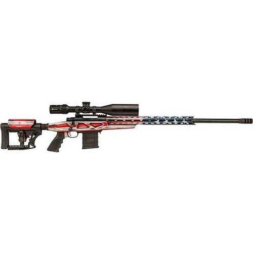 Legacy Howa Flag Chassis Bolt Action Rifle .308 Winchester 24" Heavy Threaded Carbon Fiber Barrel (1)-10Rd Magazine With Scope Red White & Blue American Finish