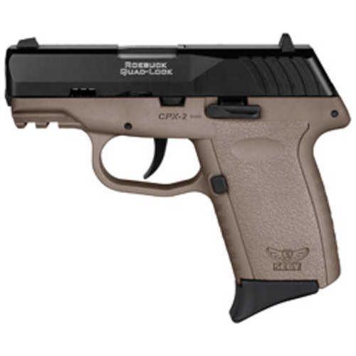 SCCY CPX-2 Gen 3 Double Action Only Compact Semi-Auto Pistol 9mm Luger 3.1" Barrel (2)-10Rd Magazines Dot Sights Matte Black Slide Dark Earth Finish - Buy A Gun