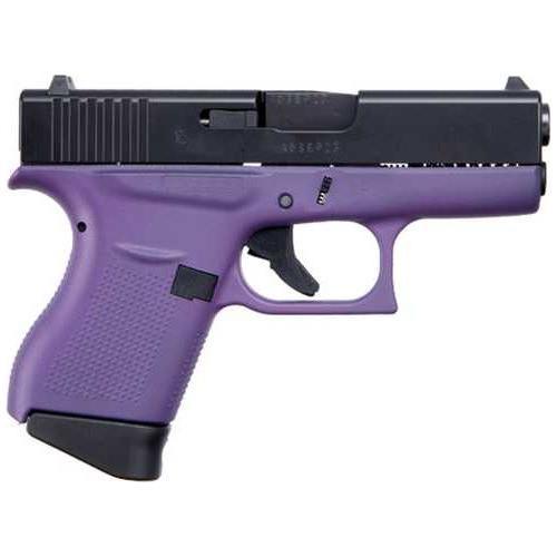 Glock G43 Striker Fired Semi-Auto Pistol 9mm Luger 3.39" Rifled Barrel (2)-6Rd Magazines White Dot Front Sight & Outline Rear Elite Black Cerakote Slide Purple Polymer Finish - Buy A Gun