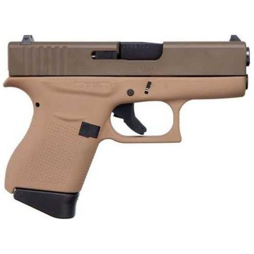 Glock G43 Striker Fired Semi-Auto Pistol 9mm Luger 3.39" Rifled Barrel (2)-6Rd Magazines White Dot Front & Outline Rear Sights Patriot Brown Slide Davidsons Dark Earth Polymer Finish - Buy A Gun