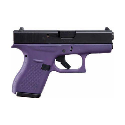 Glock G42 Striker Fired Semi-Auto Pistol .380 Auto 3.26" Carbon Steel Barrel (2)-6Rd Single Stack Magazines White Dot Front & Outline Rear Sights Elite Black Slide Purple Cerakote Finish - Buy A Gun