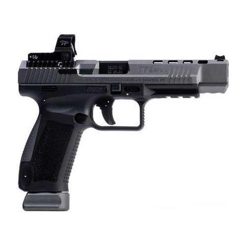 Canik TP9SFX Striker Fired Semi-Automatic Pistol 9mm Luger 5.2" Barrel (2)-20Rd Magazines Fiber Optic Front & U-Notch Rear Sights With MeCanik MO2 Red Dot Included Black Polymer Grips Tungsten Grey Cerakote Applied Finish - Buy A Gun