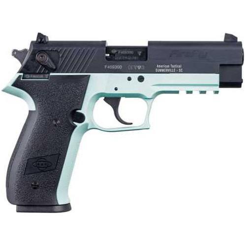 American Tactical Firefly Semi-Automatic Pistol .22 Long Rifle 4.9" Fixed Barrel (1)-10Rd Single Stack Magazine Adjustable Rear Sight Black Slide And Grips Mint Green Polymer Finish - Buy A Gun