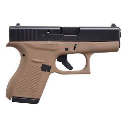 Glock G42 Striker Fired Semi-Automatic Pistol .380 ACP 3.26" Barrel (2)-6Rd Single Stack Magazines White Dot Front & Outline Rear Sights Elite Black Cerakote Slide Davidsons Dark Earth Finish - Buy A Gun