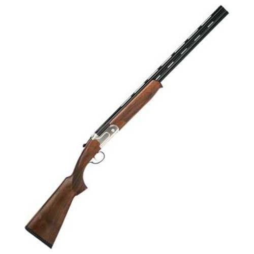 Stevens 555 Sporting Over/Under Break Open Full Size Shotgun 12 Gauge 3" Chamber 30" Vent Rib Chrome-Lined Black Semi-Gloss Barrel 2 Round Capacity Fiber Optic Front & Mid Bead Rear Sights Turkish Walnut Stock Silver Finish