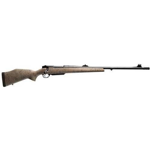 Weatherby Mark V Dangerous Game Bolt Action Rifle .300 Magnum 24" Threaded Barrel 3 Round Capacity NECG Front and Rear Sights Drilled & Tapped Flat Dark Earth Monte Carlo Tactical Stock With Black Webbing Graphite Cerakote Finish