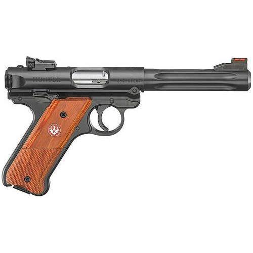 Ruger Mark IV Hunter Talo Edition Semi-Automatic Pistol .22 Long Rifle 5.5" Fluted Bull Barrel (2)-10Rd Magazines Red Hiviz Front Sight & Adjustable Rear Sights Checkered Laminate Grips Black Finish - Buy A Gun