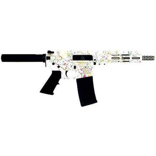 Great Lakes Firearms & Ammo AR15 Semi-Automatic Tactical Pistol .223 Wylde 7.5" Barrel (1)-30Rd Magazine Black Polymer Grips Colorful Splatter White Cerakote Finish - Buy A Gun