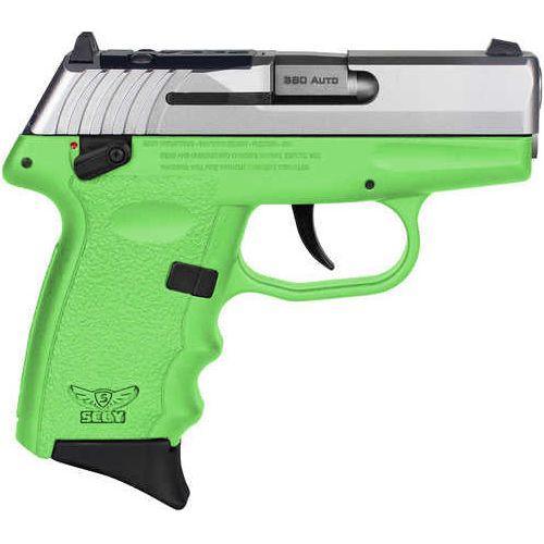 SCCY Industries CPX-4 RD Double Action Only Semi-Automatic Pistol .380 ACP 2.96" Barrel (1)-10Rd Magazine Crimson Trace Red Dot Included Serrated Stainless Steel with Optic Cut Slide Lime Green Polymer Finish - Buy A Gun