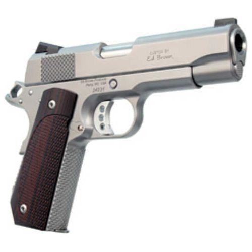 Ed Brown Kobra Carry 1911 Commander Semi-Automatic Bobtail Frame Pistol .45 ACP 4.25" Barrel (2)-7Rd Magazines Orange HD XR Front Sight Black Fixed Rear G10 Grips Silver Finish - Buy A Gun