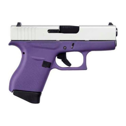 Glock G43 Striker Fired Semi-Automatic Pistol 9mm Luger 3.39" Rifled Barrel (2)-6Rd Single Stack Magazines White Dot Front & Outline Rear Sights Satin Aluminum Cerakote Slide Purple Polymer Finish - Buy A Gun