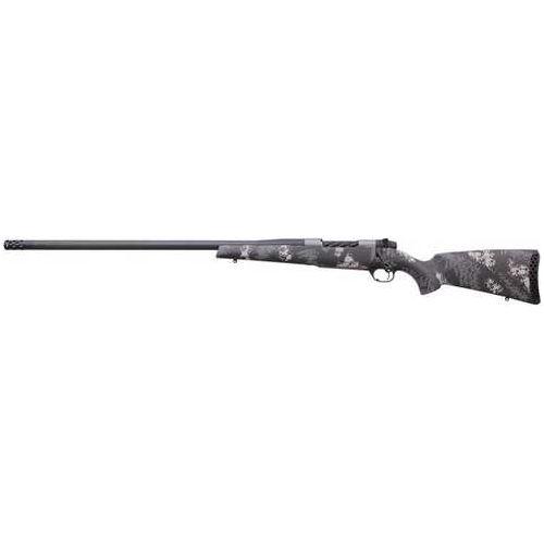 Weatherby Mark V Backcountry Ti Carbon Left Handed Bolt Action Rifle .300 Magnum 26" Barrel 3 Round Capacity Fiber With Grey & White Camouflage Stock Graphite Black Cerakote Finish