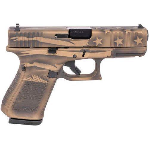 Glock G19 Gen5 Compact Double Action Only Semi-Automatic Pistol 9mm Luger 4.02" Marksman Barrel (3)-15Rd Magazines Fixed Sights Coyote Battle Worn Flag Cerakote Polymer Finish - Buy A Gun