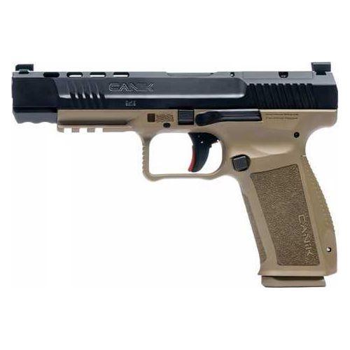 Canik Mete SFX Striker Fired Semi-Automatic Pistol 9mm Luger 5.2" Barrel (2)-10Rd Magazines 3-Dot White Sights Black Cerakote Slide Flat Dark Earth Polymer Finish - Buy A Gun