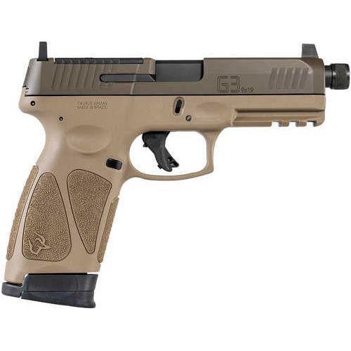 Taurus G3 Tactical Striker Fired Semi-Automatic Pistol 9mm Luger 4.5" Threaded Barrel (2)-10Rd Magazines Fixed Front & Adjustable Rear Sights Patriot Brown Slide Tan Polymer Finish - Buy A Gun