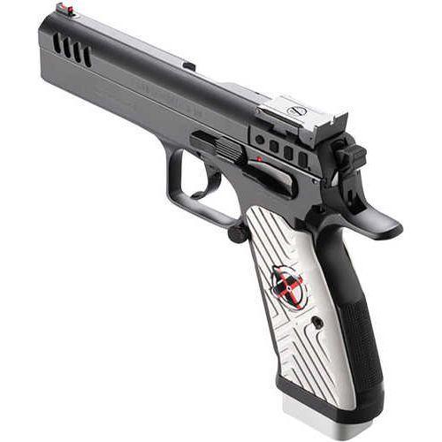 Tanfoglio IFG Stock II Xtreme Pistol 9mm Luger 4.44" Barrel Black Finish Beavertail Frame Serrated Steel Slide White Polymer Grip - Buy A Gun