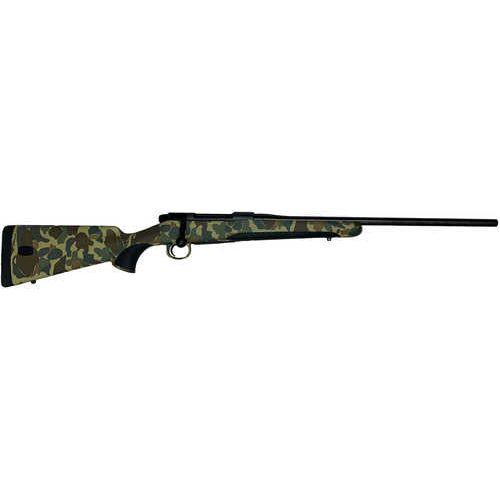 Mauser M18 Bolt Action Rifle 7mm Remington Magnum 24.4" Barrel (1)-4Rd Magazine Old School Camouflage Synthetic Stock Fixed With Storage Compartment Black Finish