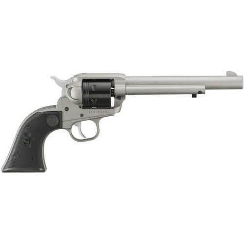 Ruger Wrangler Single Action Revolver .22 Long Rifle 6.5" Barrel 6 Round Capacity Blade Front & Integral Rear Sights Black Cylinder Checkered Synthetic Grips Silver Cerakote Finish - Buy A Gun