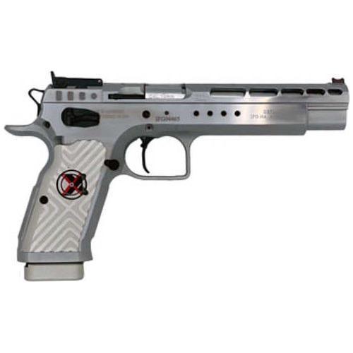 Tanfoglio Gold Match Xtreme Semi-Automatic Pistol 9mm Luger 6" Barrel (1)-17Rd Magazine Adjustable Sights Aluminum Grips Silver Finish - Buy A Gun