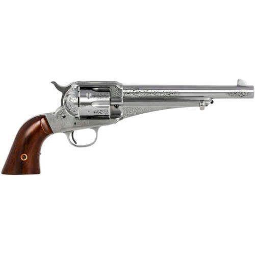 Taylor's & Company 1875 Army Outlaw Single Action Only Revolver .45 Colt 7.5" Barrel 6 Round Capacity Blade Front, Notched Rear Sights Walnut Grip Overall White Engraved Steel Finish - Buy A Gun