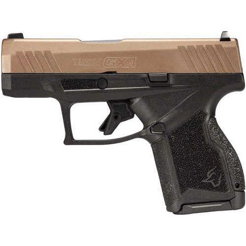 Taurus GX4 Single Action Semi-Automatic Pistol 9mm Luger 3" Barrel (2)-11Rd Magazines Fixed Front / Drift Adjustable Rear Sights Midnight Bronze Cerakote Slide Black Polymer Finish - Buy A Gun