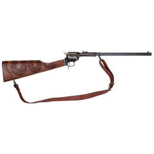 Heritage Rough Rider Rancher Single Action Rifle .22 Long 16" Barrel 6 Round Capacity Walnut Engraved Stock Blued Finish