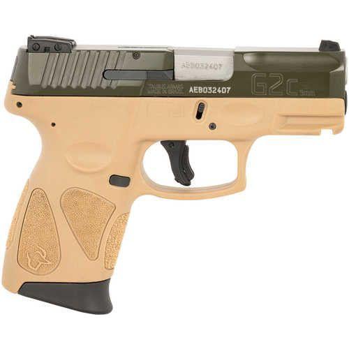 Taurus G2C Compact Semi- Automatic Pistol 9mm Luger 3.26" Barrel (2)-12Rd Magazines Black Steel Slide Coyote Tan With Controls Finish - Buy A Gun