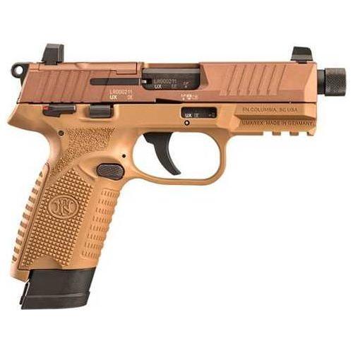 FN 502 Tactical Single Action Semi-Automatic Pistol .22 Long Rifle 4.6" Barrel (2)-10Rd Magazines Suppressor Height Sights Flat Dark Earth Polymer Finish - Buy A Gun