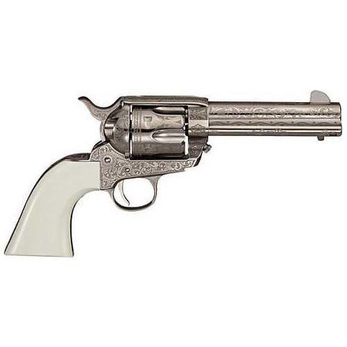 Cimmaron Meldrum Revolver .357 Magnum 4.75" Barrel 6 Round Capacity Ivory Grips Engraved Nickel Finish - Buy A Gun